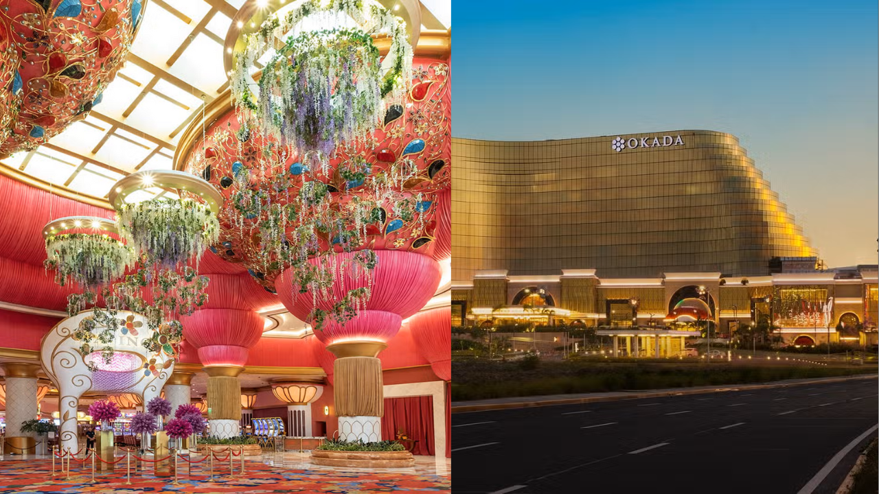 The stunning facade and interiors of Okada Manila Resort and Hotel.