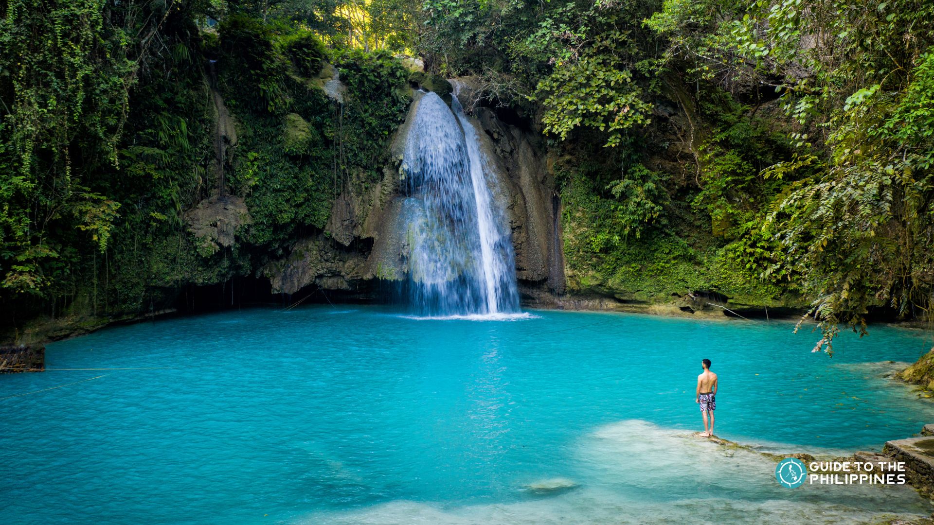 Man in Kawasan Falls of Cebu Island