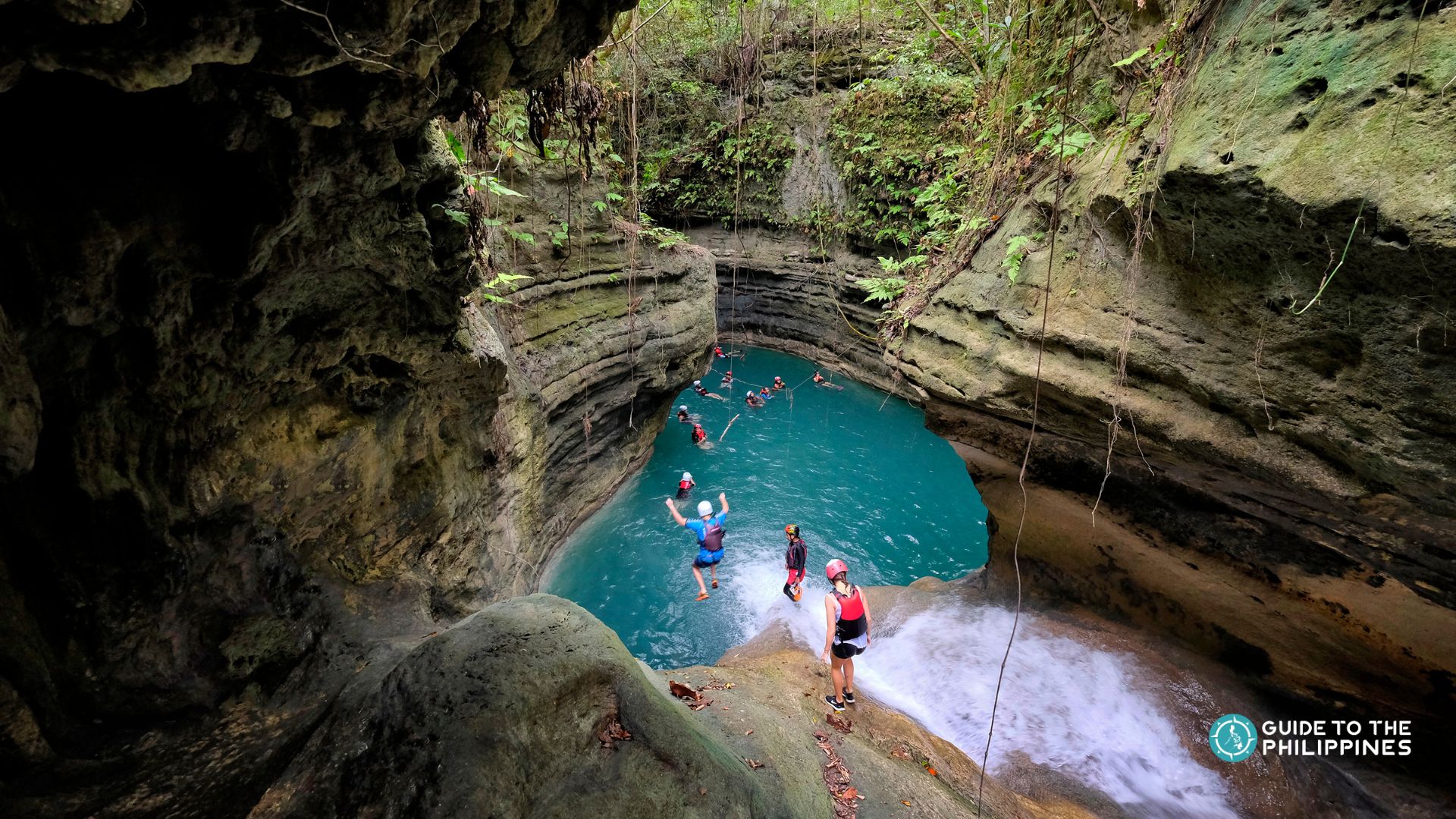 Canyoneering in Kawasan Falls, Cebu Island, Philippines