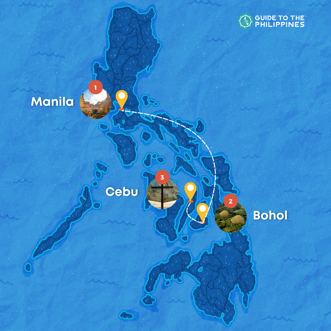 1-Week Bohol Island to Cebu Island Itinerary route map